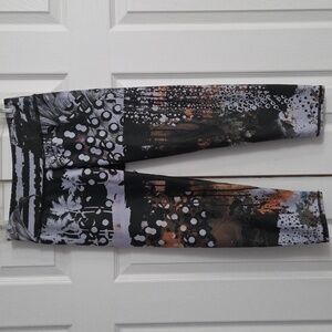 ELECTRIC & ROSE GRAPHIC GRAFFITI TIE DYE MIXED PRINT LEGGINGS MEDIUM